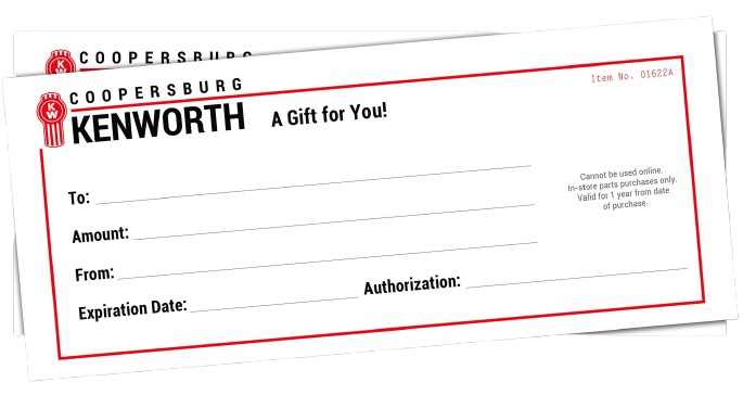 Coopersburg & Liberty Kenworth Gift Certificates